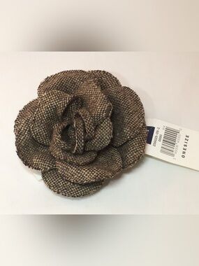 GAP Brown Fabric Flower Brooch & Clip